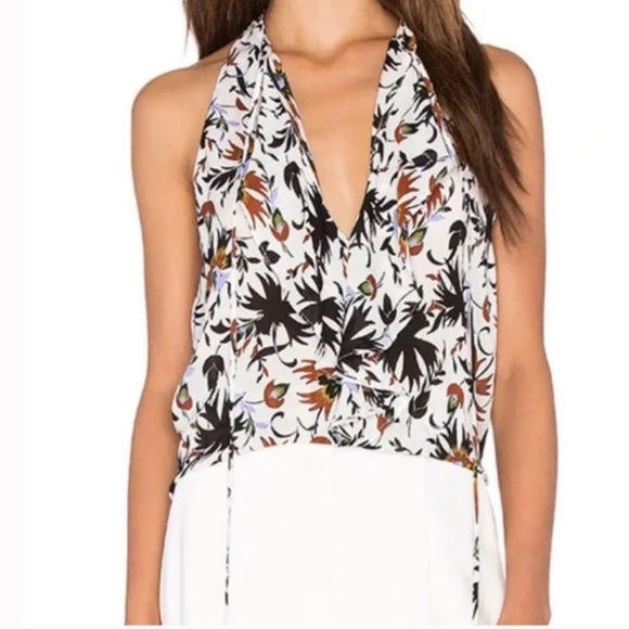 A.L.C Steele Floral Tie Neck Sleeveless Blouse Size 6 - Picture 1 of 10